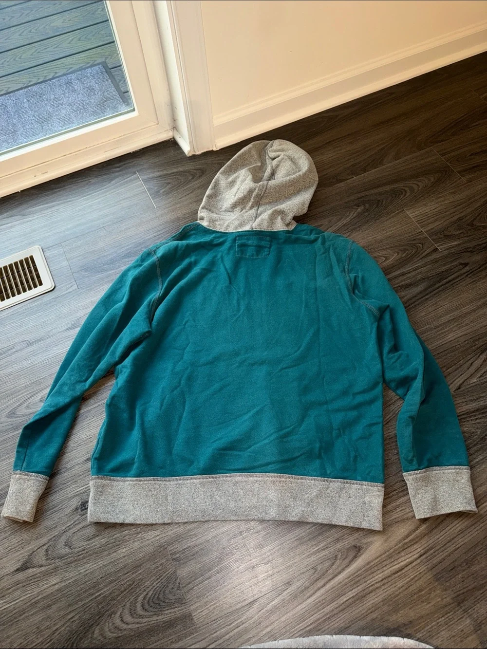 American Eagle Outfitters Teal and Gray Crewneck Hoodie Sweater